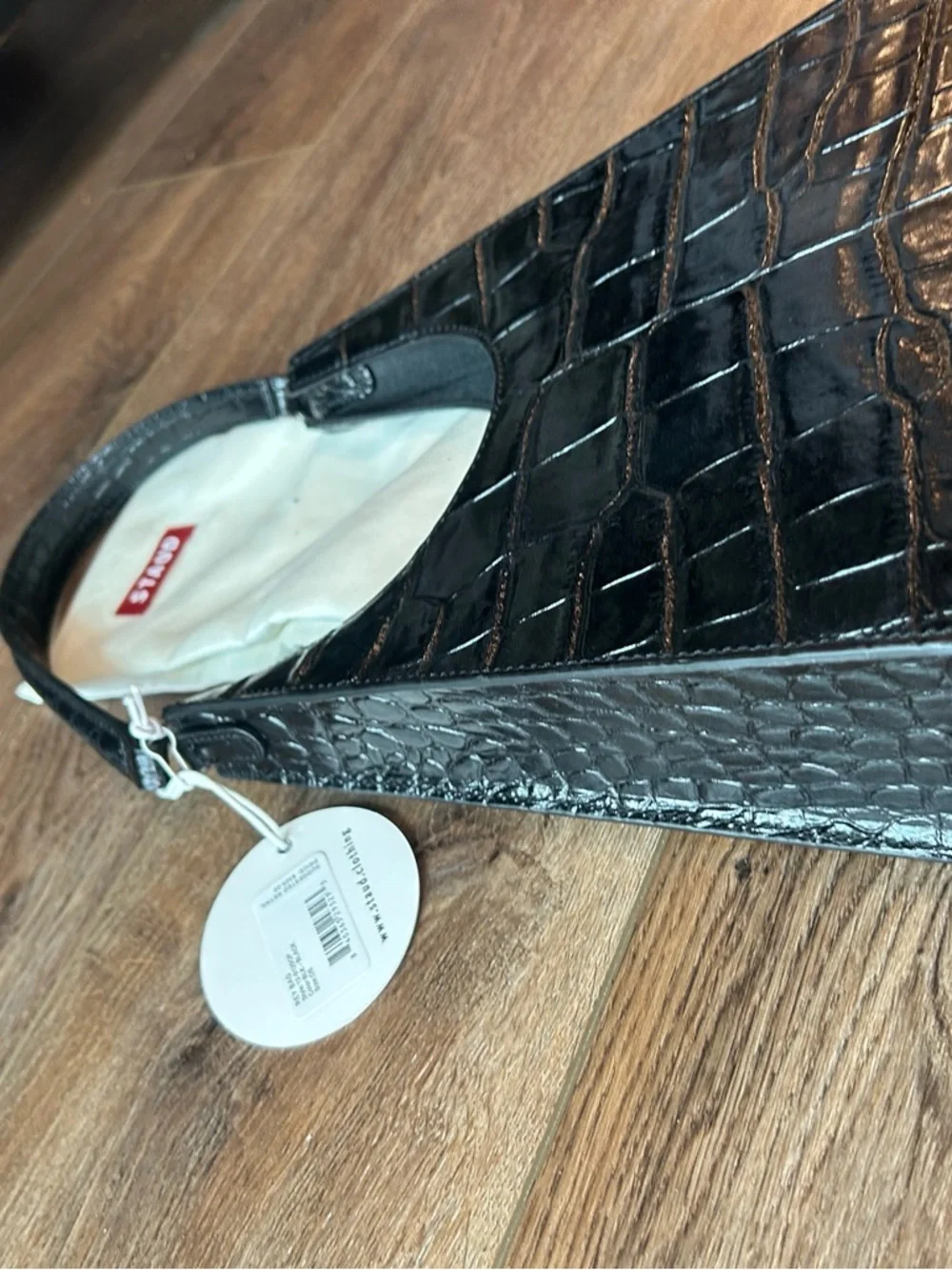 NWT Staud Rey Bag, black embossed croc - Picture 7 of 10